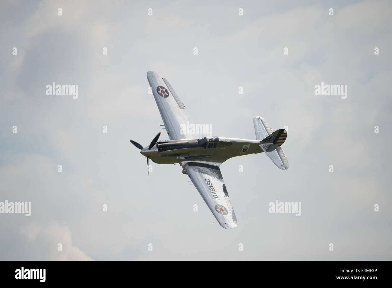 P-40C Warhawk flying at Duxford Flying Legends airshow Stock Photo