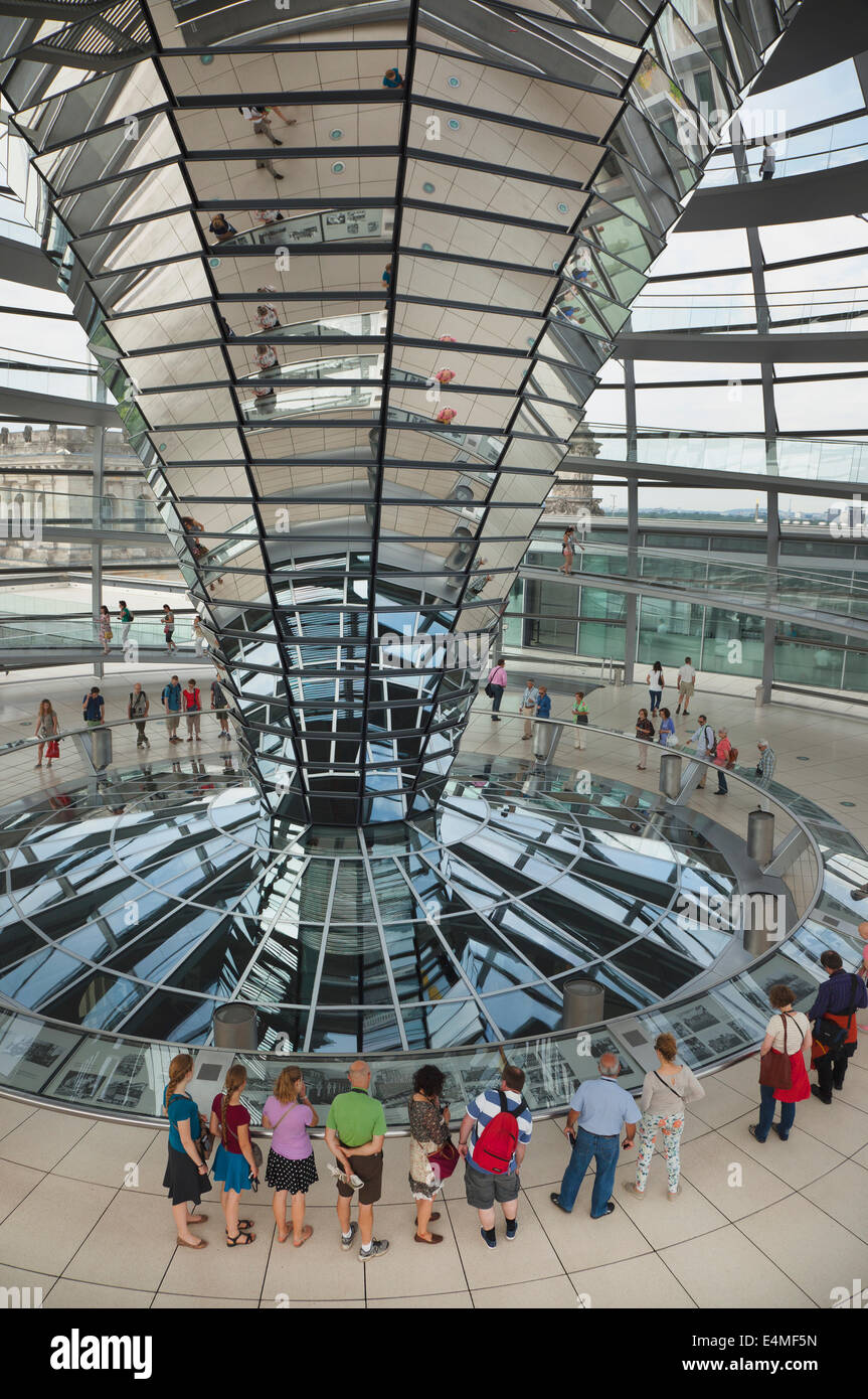 Germany, Berlin, Mitte, Reichstag building with glass dome deisgned by Norman Foster. Stock Photo