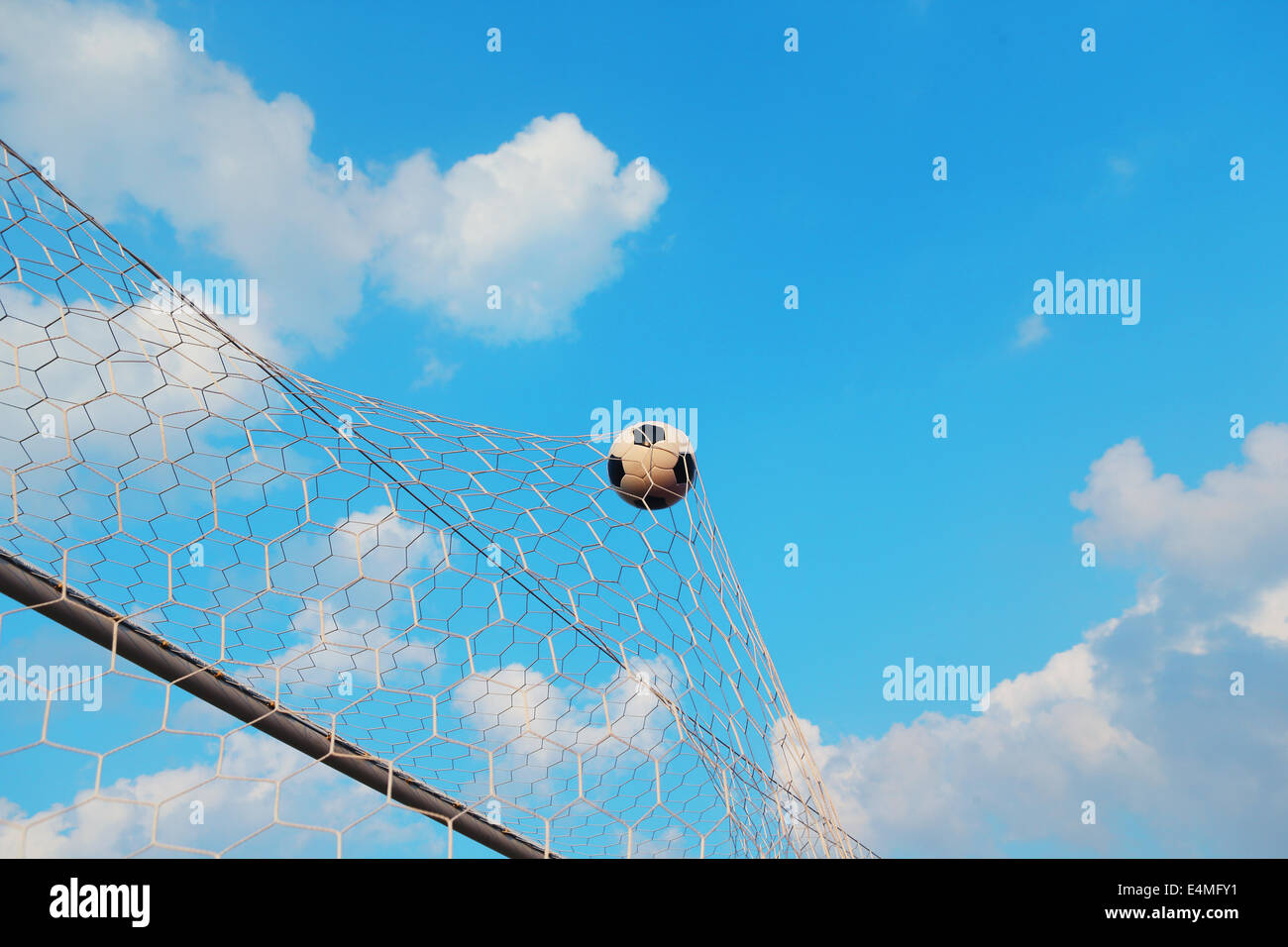Soccer ball in the net Stock Photo Alamy
