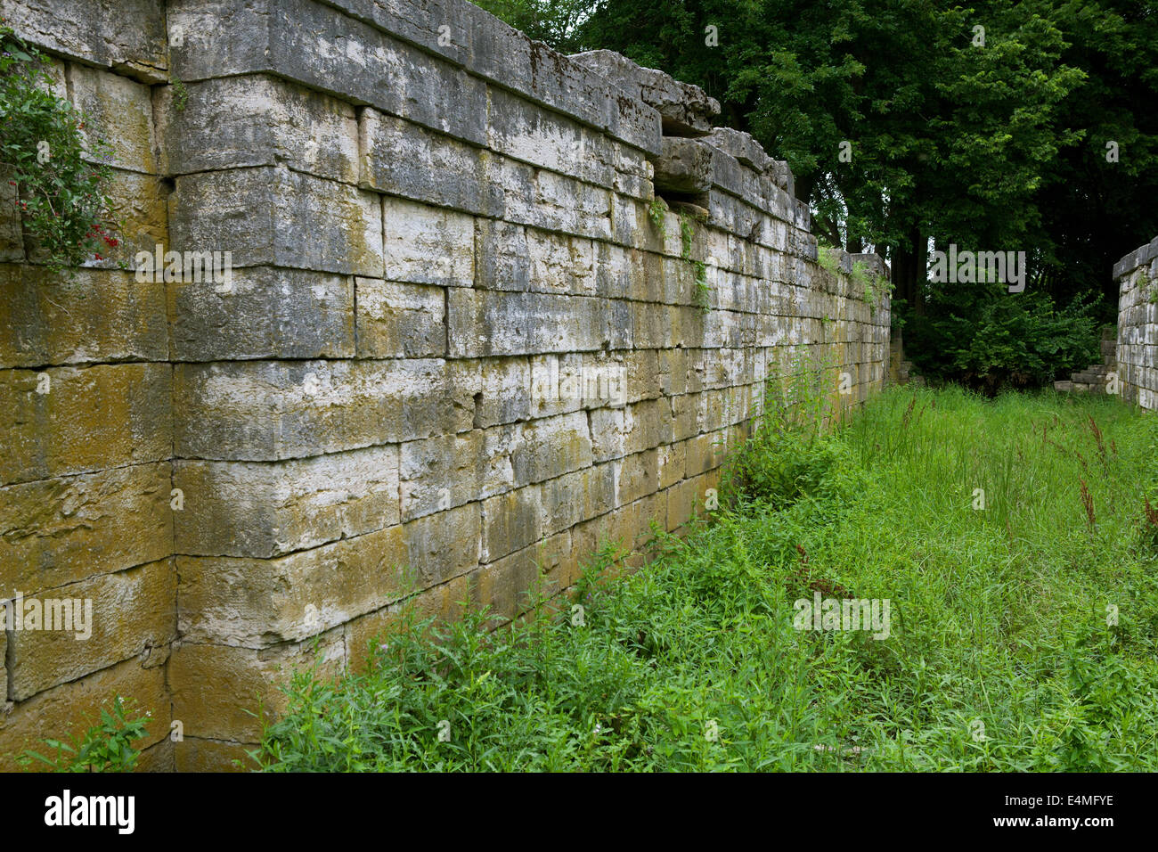 Wall from the  Miami and Erie Canal, lock 15. Stock Photo