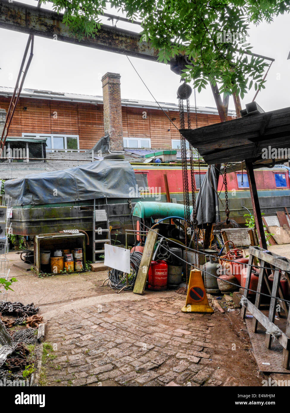 Eel Pie island working boatyard and Twickenham, London, UK