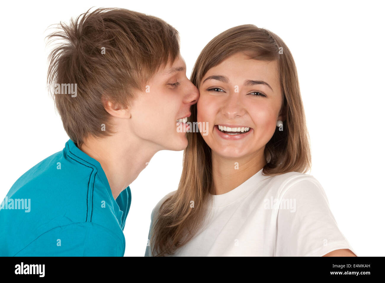 boy kisses a girl Stock Photo Alamy