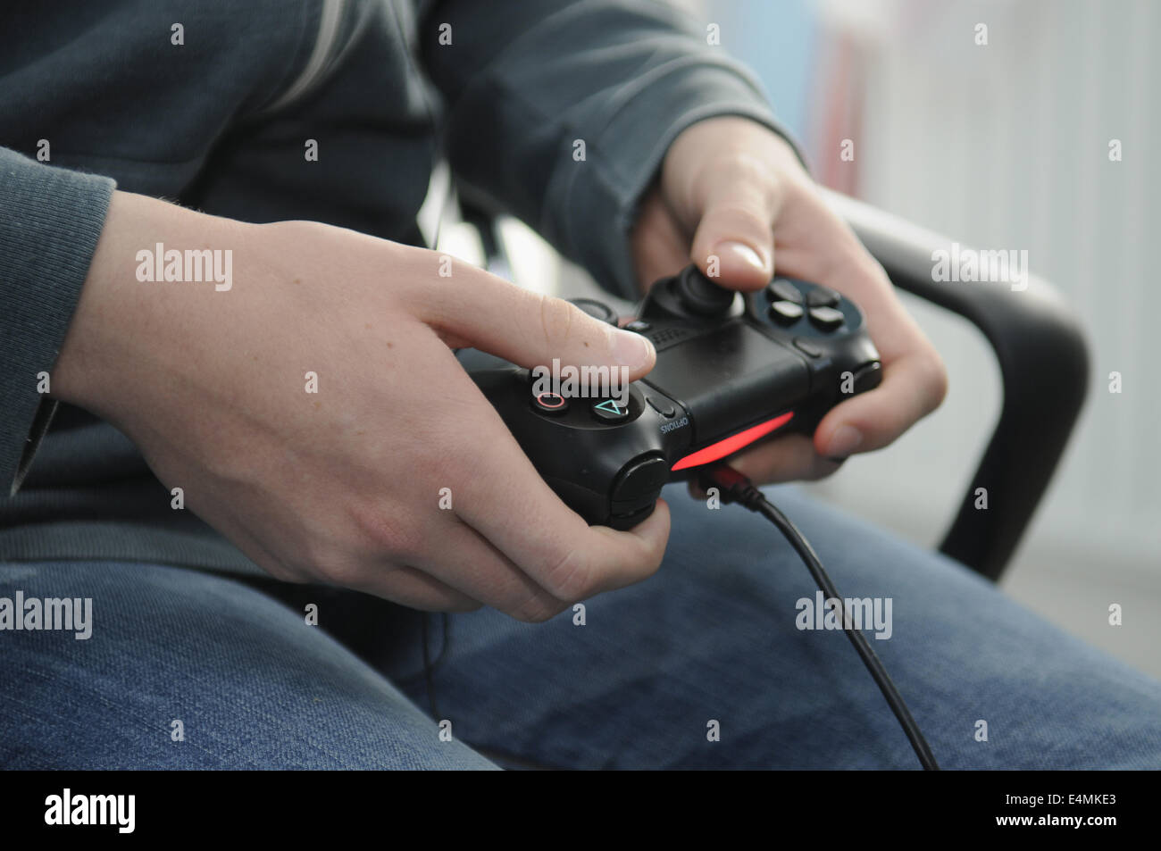 Teenage Boy Playing Computer Games Stock Photo
