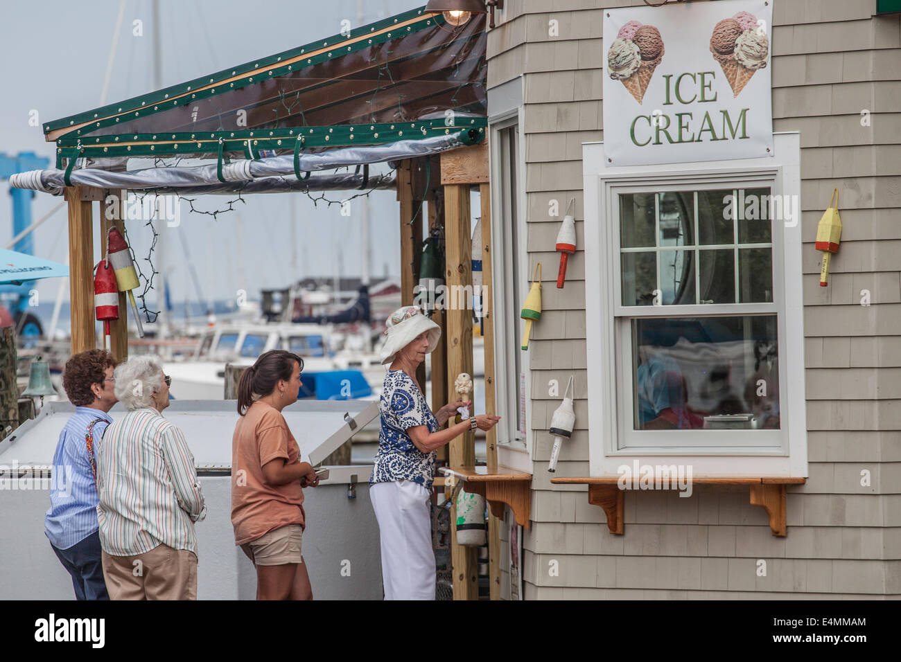 People buying ice cream at an ice cream stand in Camden, Maine Stock Photo Alamy