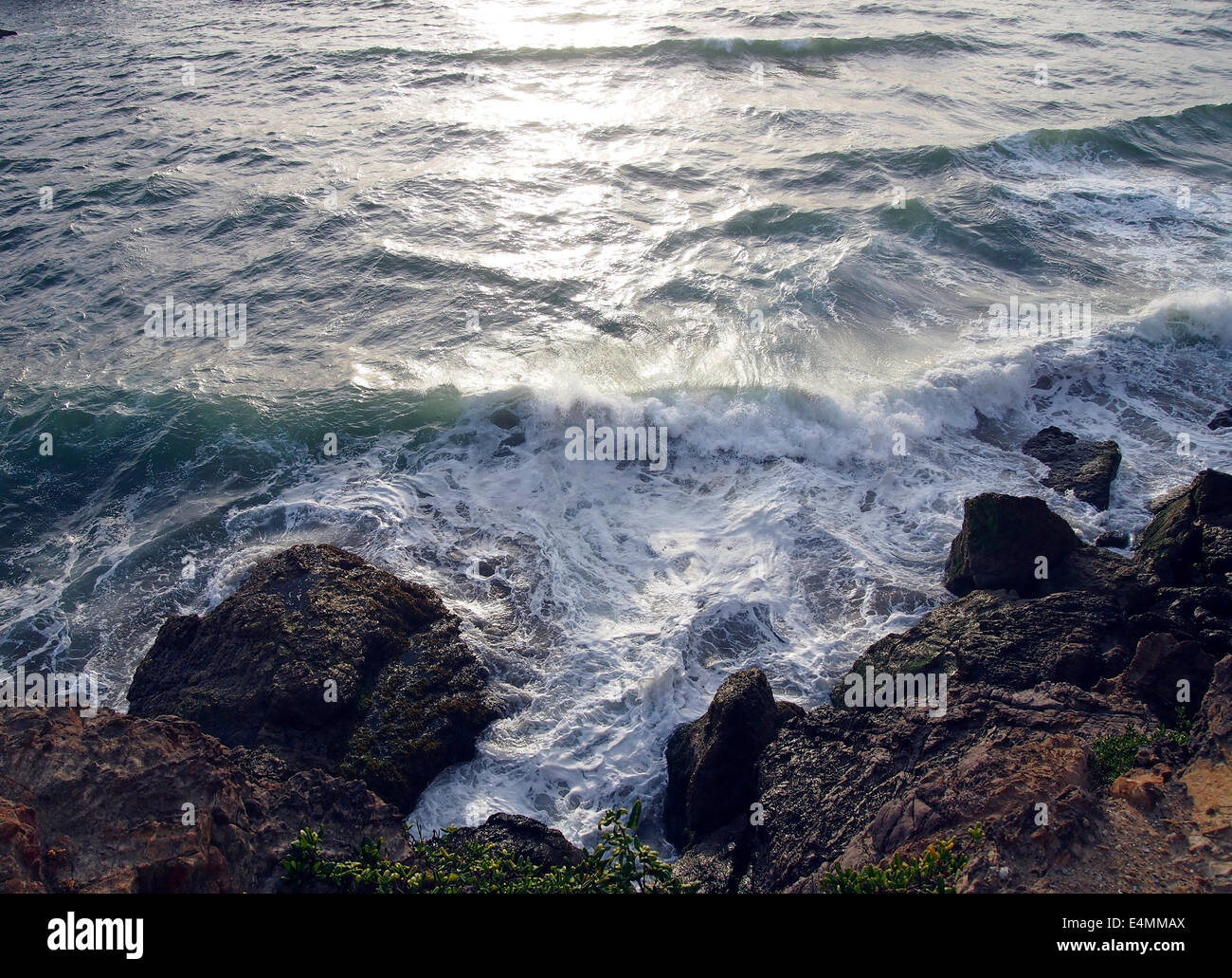 waves break on rocks  San Francisco, California Stock Photo