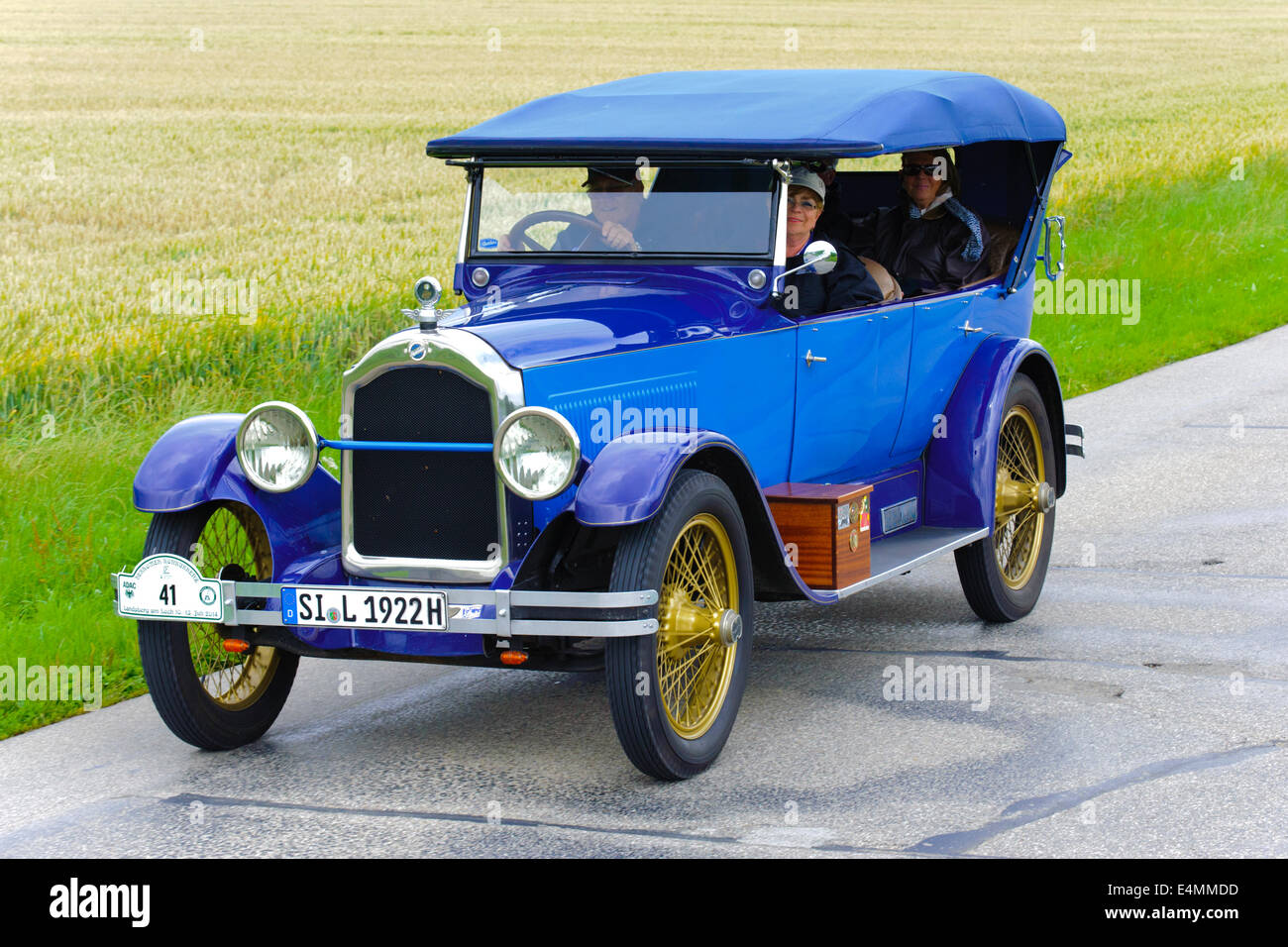 Public rally organized by Bavarian city Landsberg for at least 80 years old veteran cars. Stock Photo