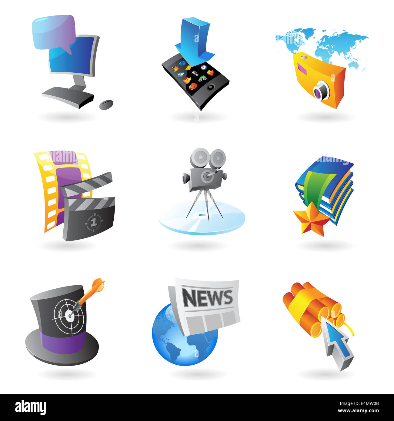 Icons for media, information and entertainment Stock Photo - Alamy