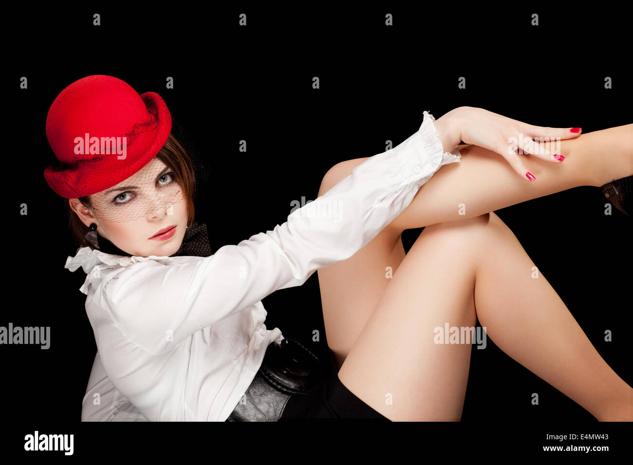 Portrait of a pretty young woman with Stock Photo - Alamy