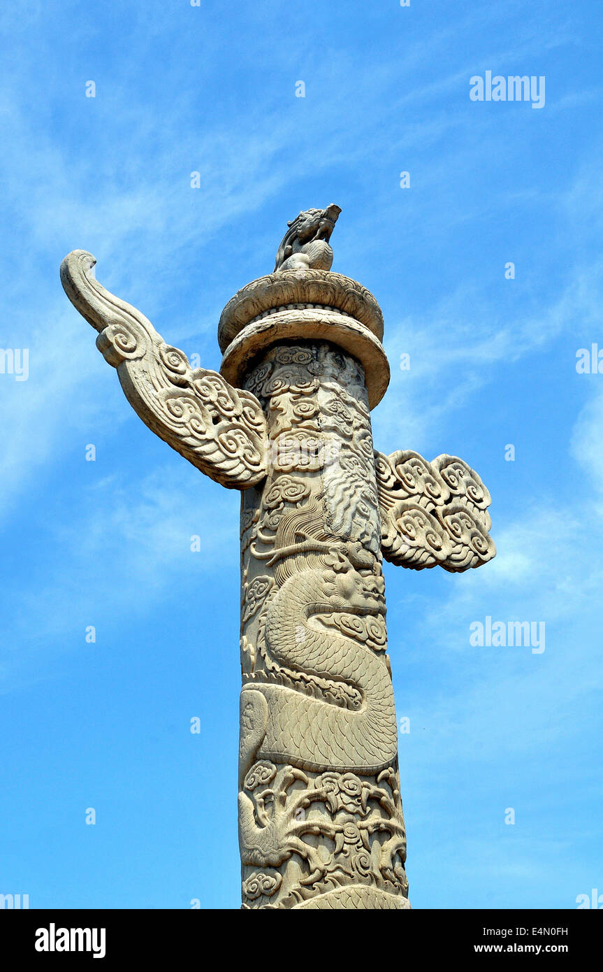 totem column in front of Forbidden city, Tian'anmen square, Beijing, China Stock Photo