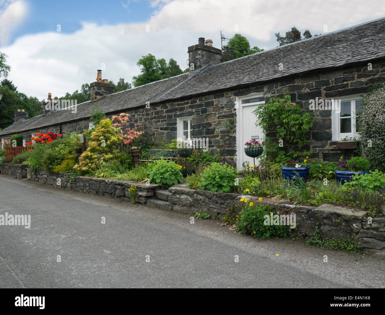 Row Of Single Storey Terraced Cottages Pitlochry Perth And Kinross