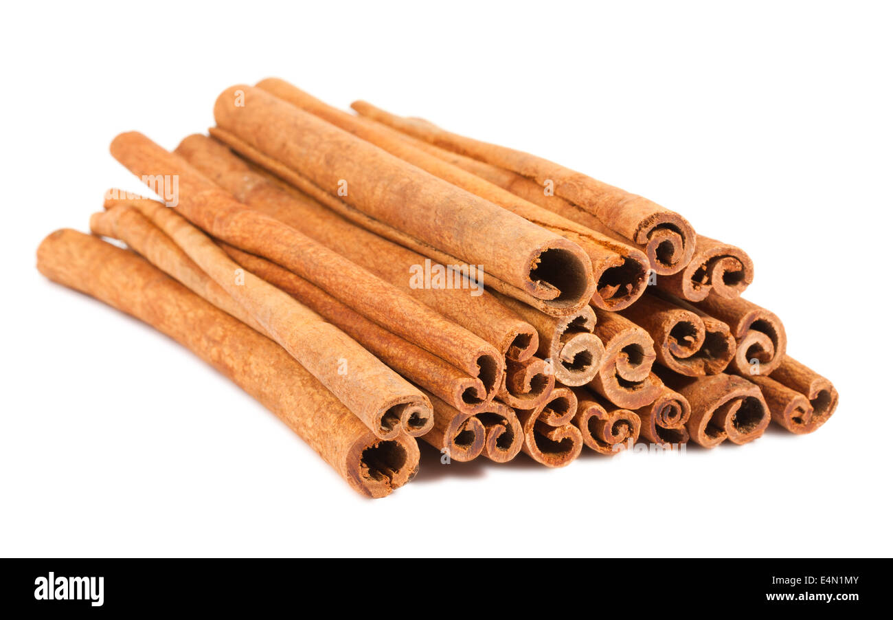 Cinnamon sticks on a white background Stock Photo