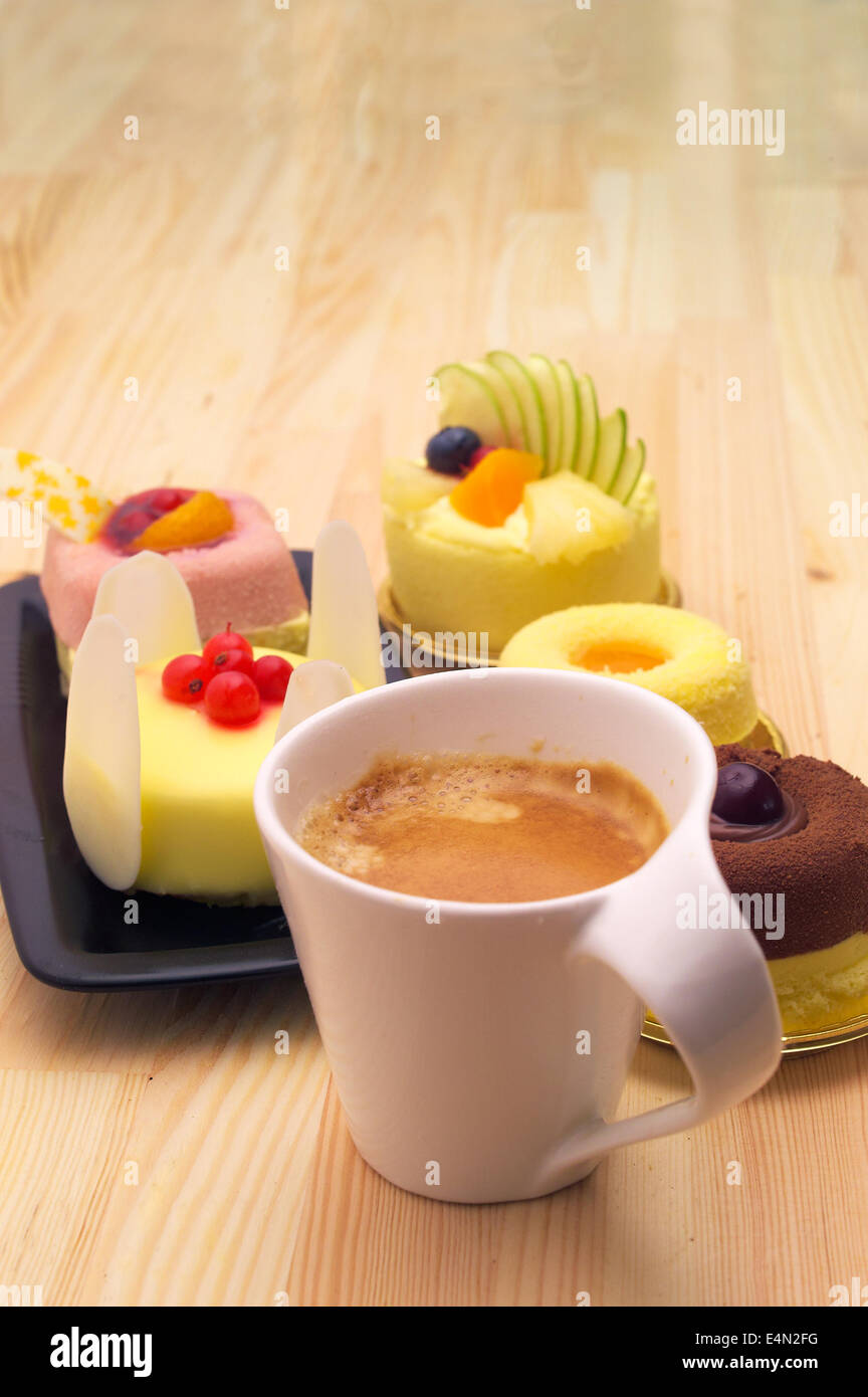 espresso coffee and fruit cake Stock Photo Alamy