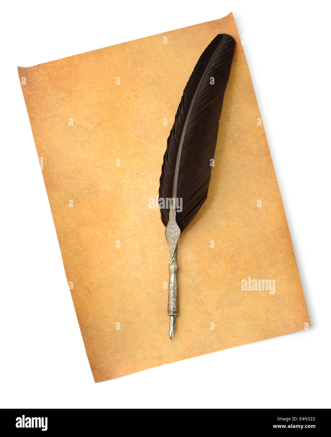 Feather quill an old paper Stock Photo - Alamy