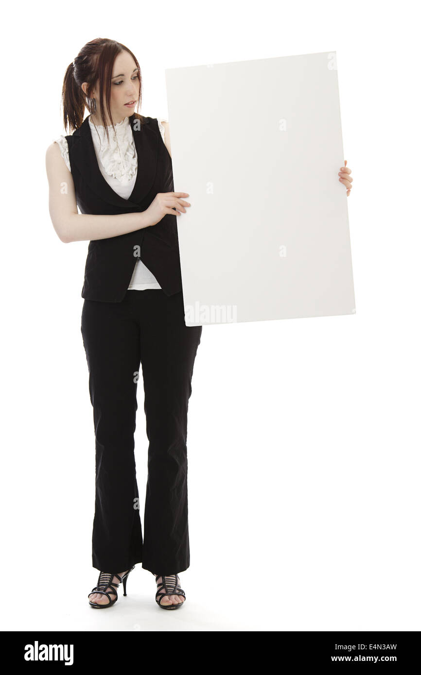 Woman with sign Stock Photo - Alamy
