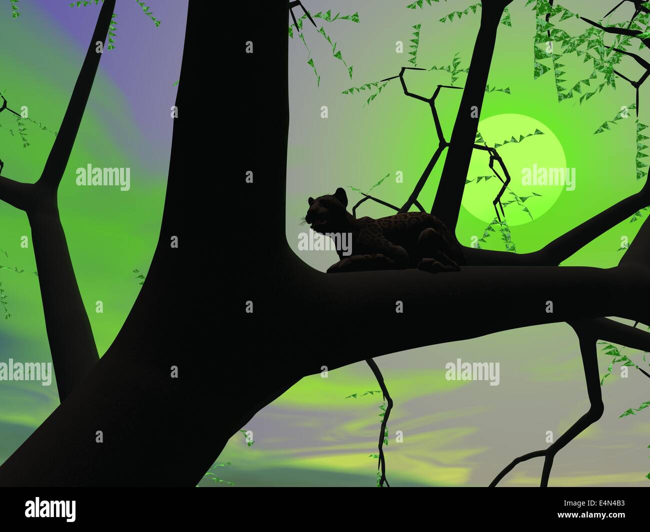 Panther by green night Stock Photo - Alamy