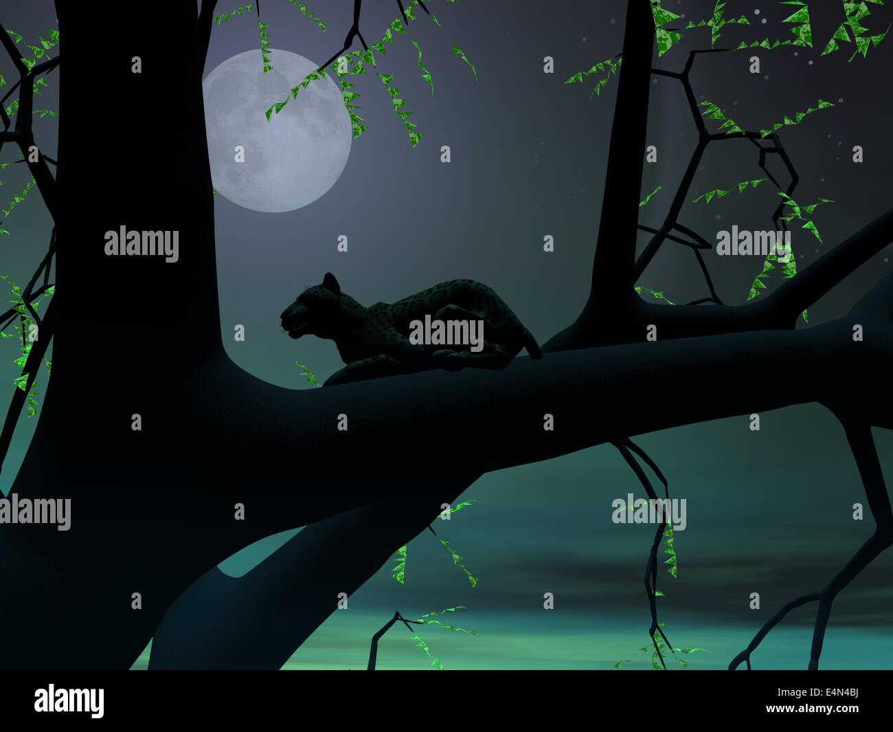 Panther by green night Stock Photo - Alamy