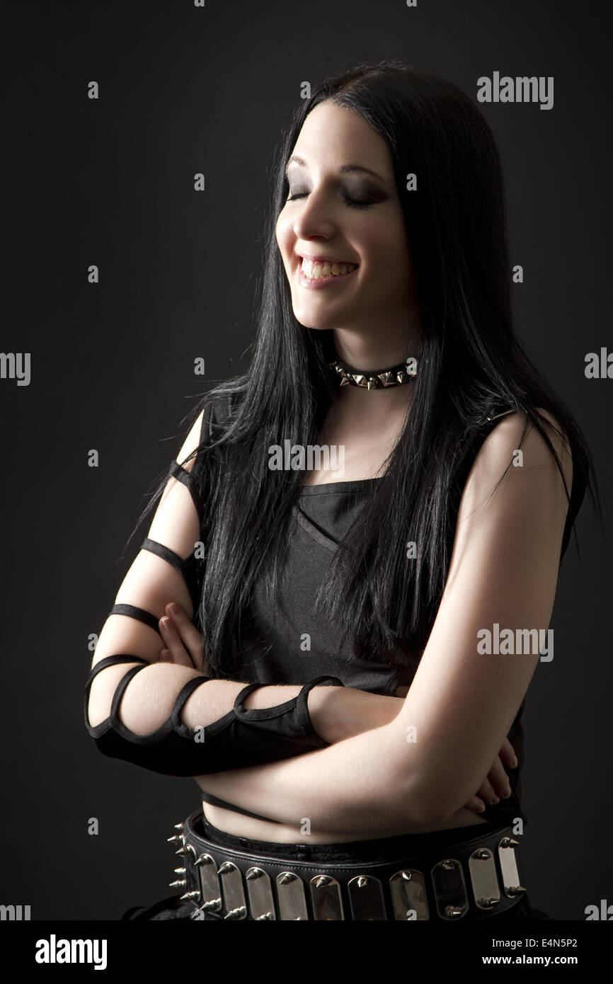 Happy Goth Girl Stock Photo - Alamy