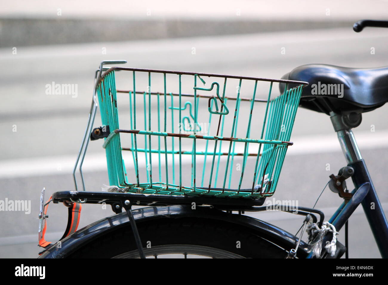 Basket of a city bike Stock Photo Alamy