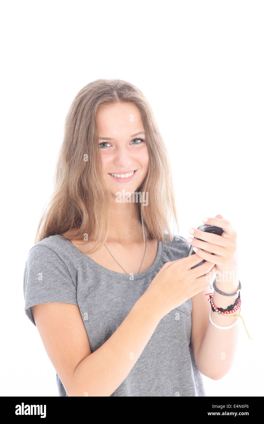 Girl reading a text message Stock Photo - Alamy