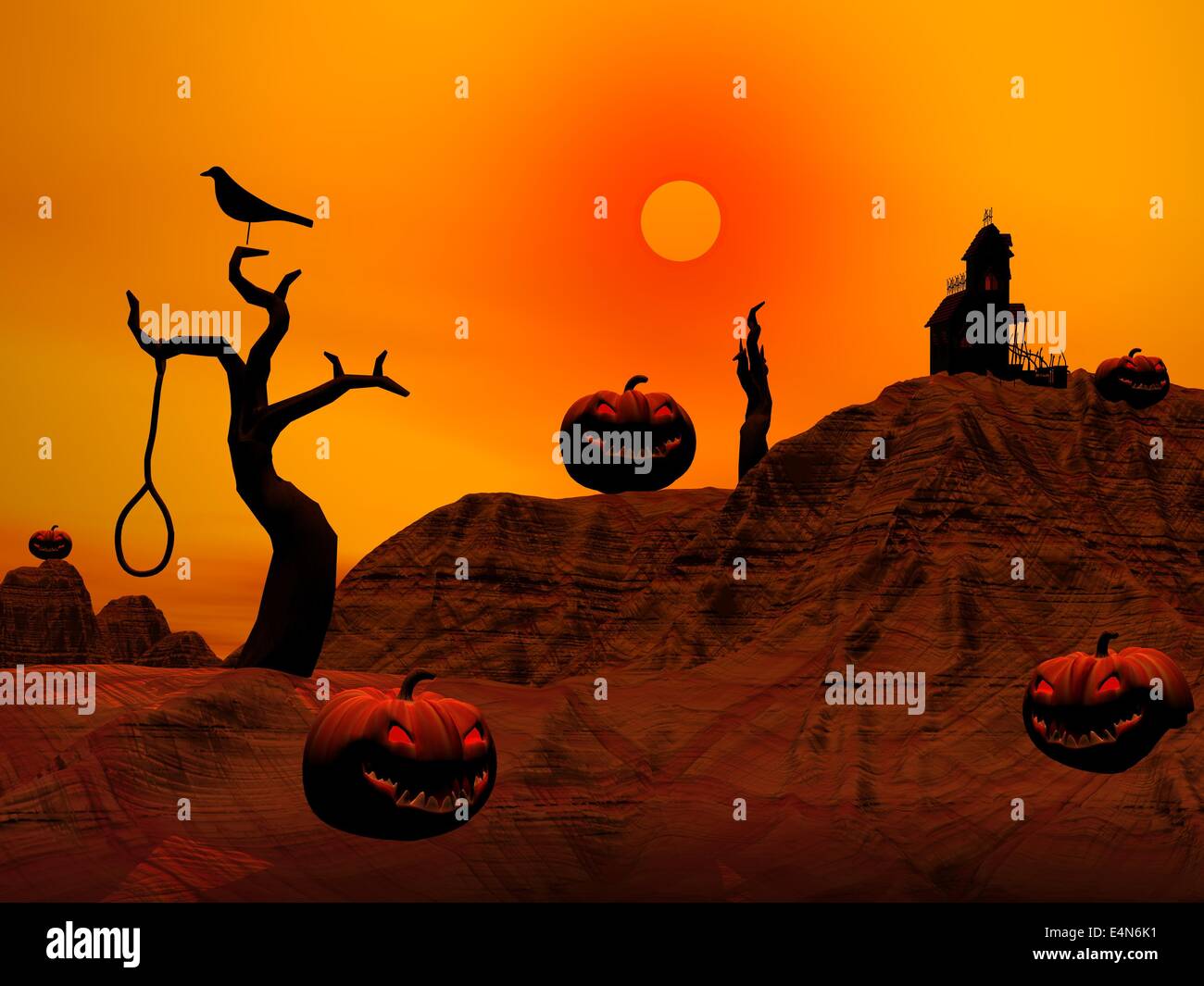 Halloween scene by sunset Stock Photo Alamy