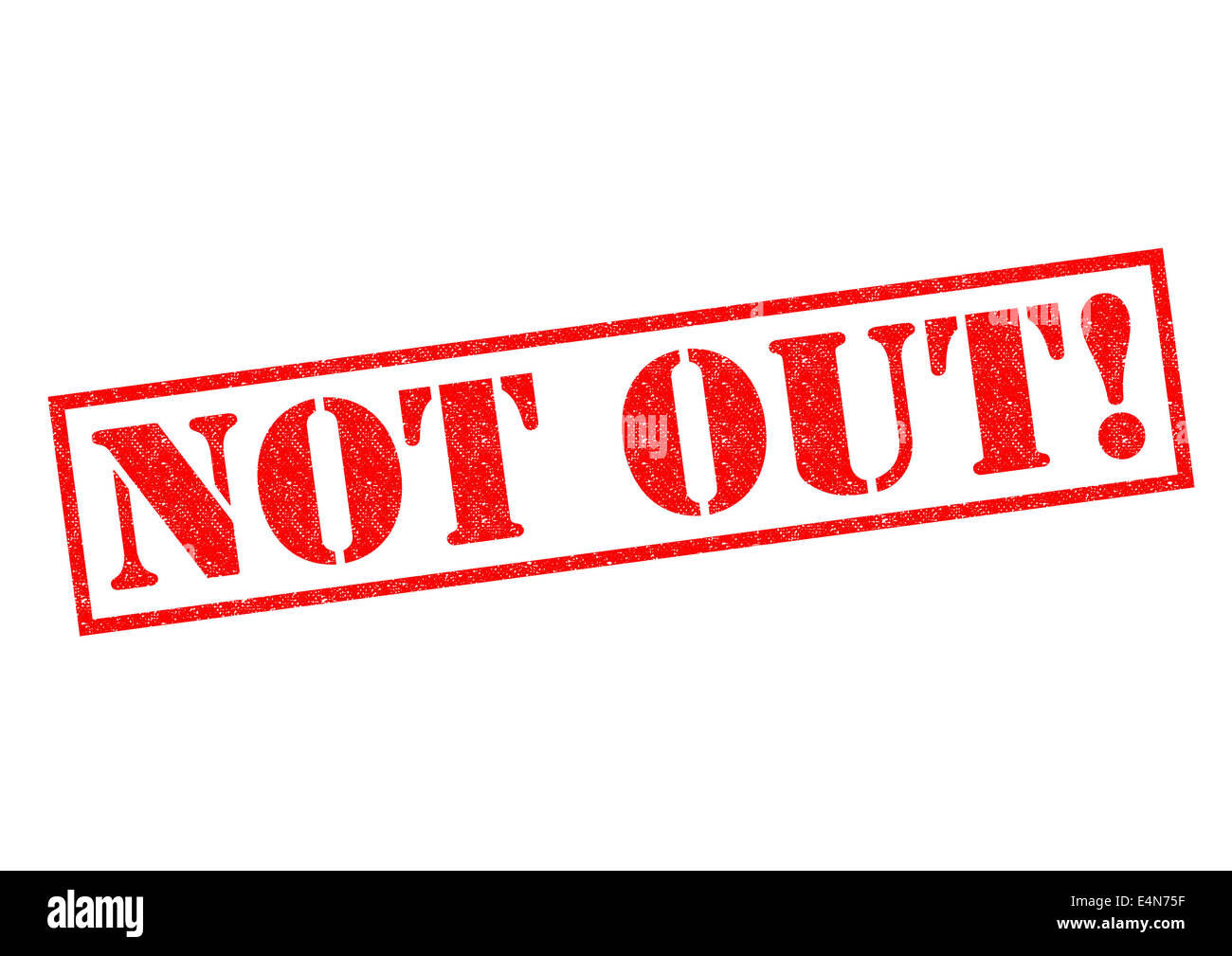 NOT OUT! red Rubber Stamp over a white background. Stock Photo