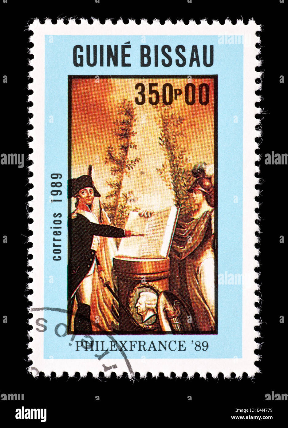 Postage stamp from Guinea Bissau depicting the painting Lafayette