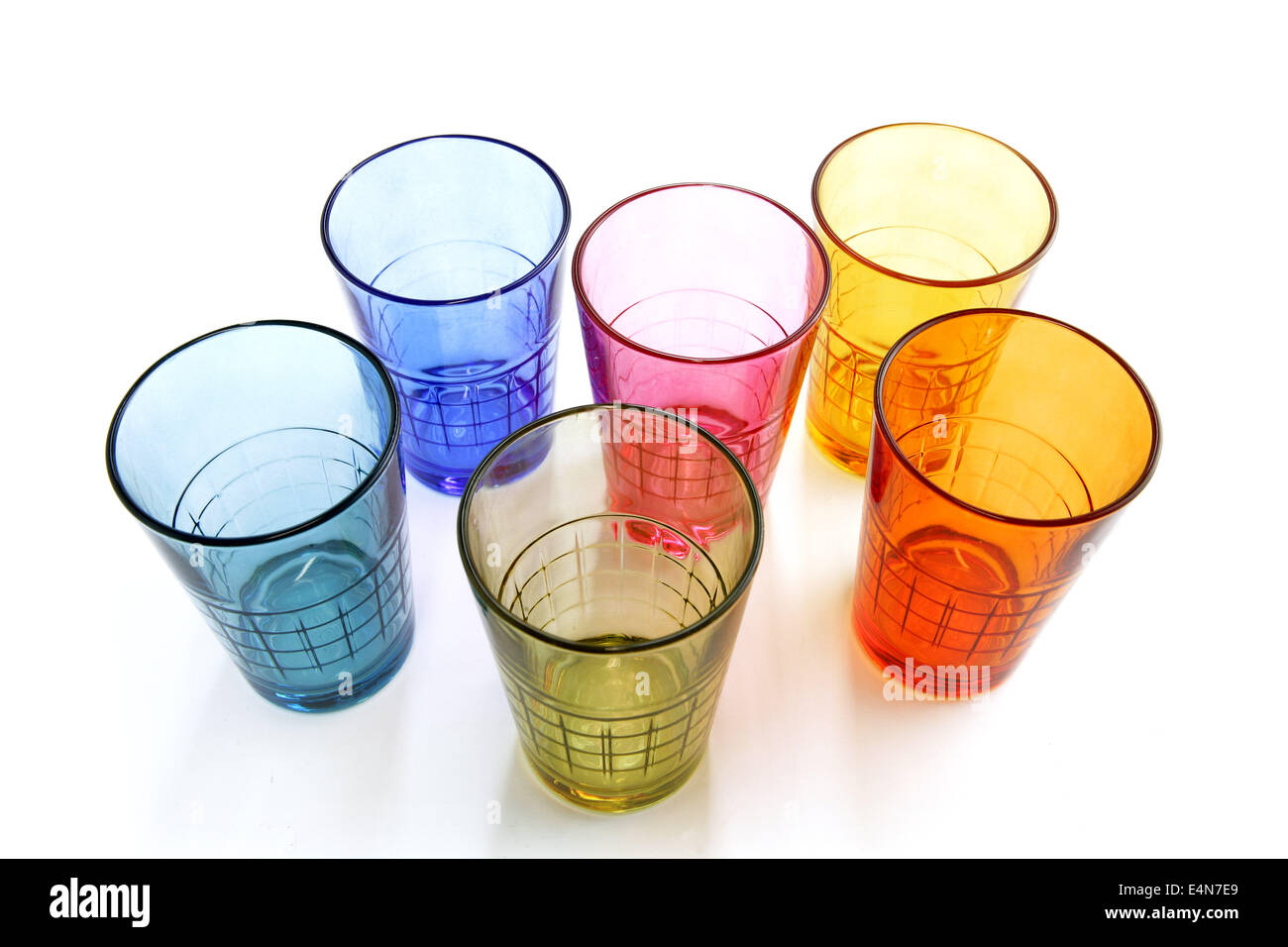Selection on colorful drinking glasses Stock Photo