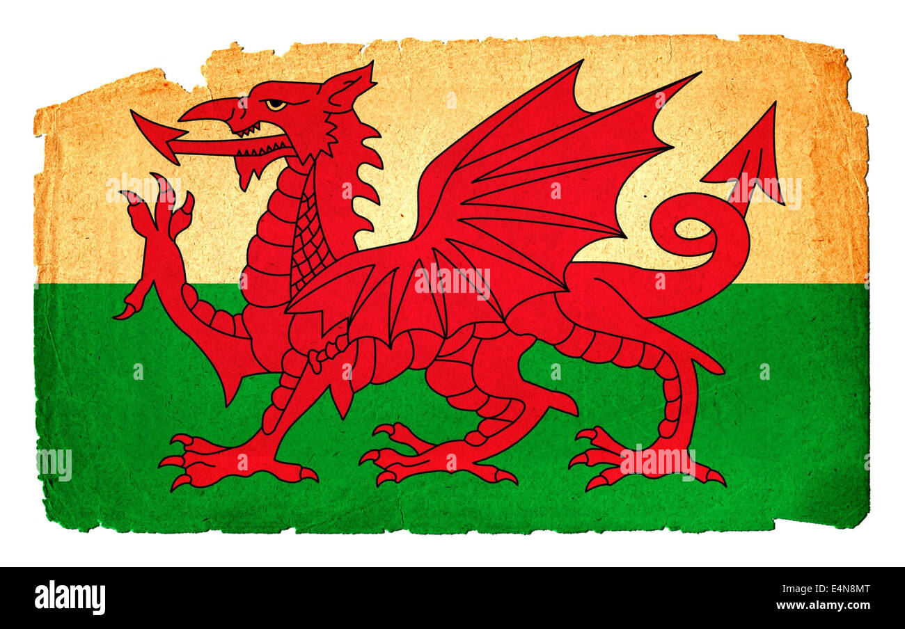 Grungy Flag - Wales Stock Photo