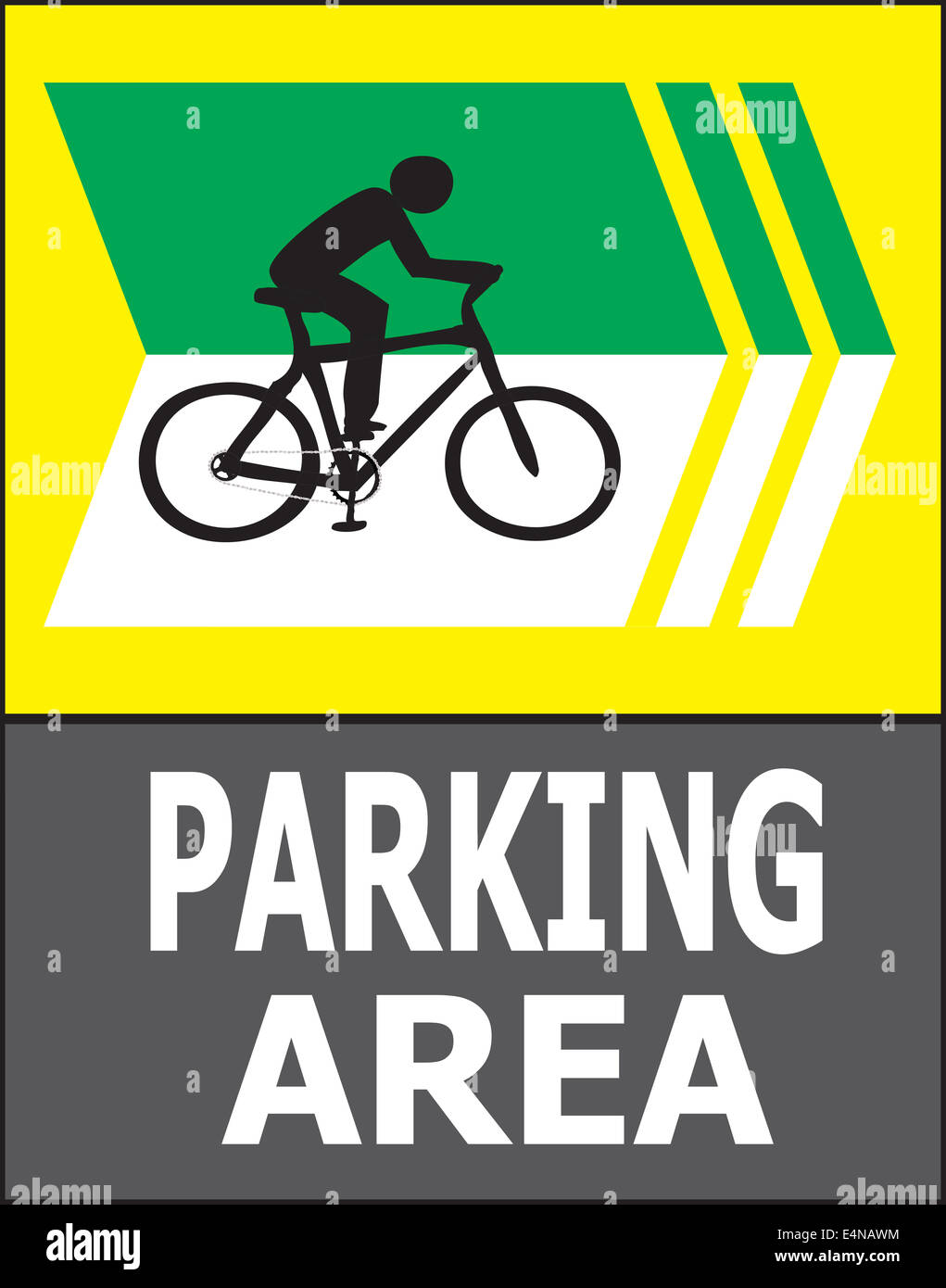 Vector of turn right sign show that it allow only bicycle can park in this area. Stock Photo