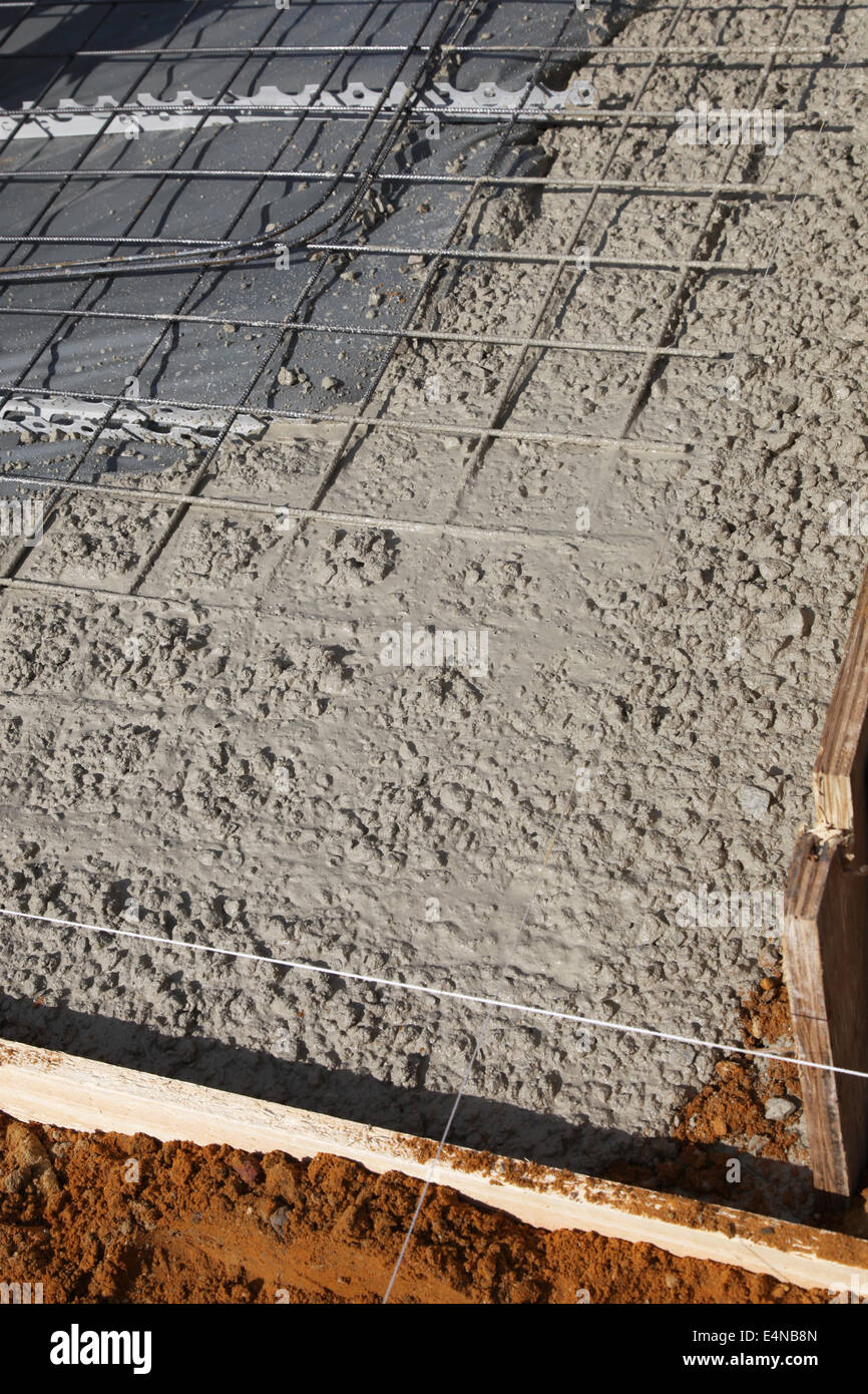 Newly Poured Cement Floor And Foundation Stock Photo