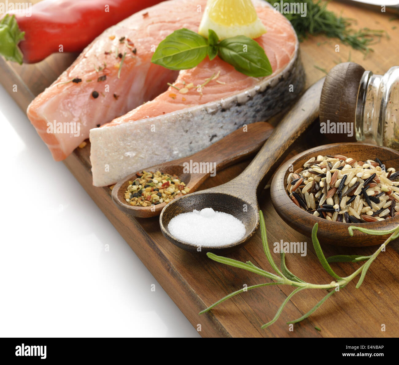 Wild Rice And Salmon Stock Photo Alamy