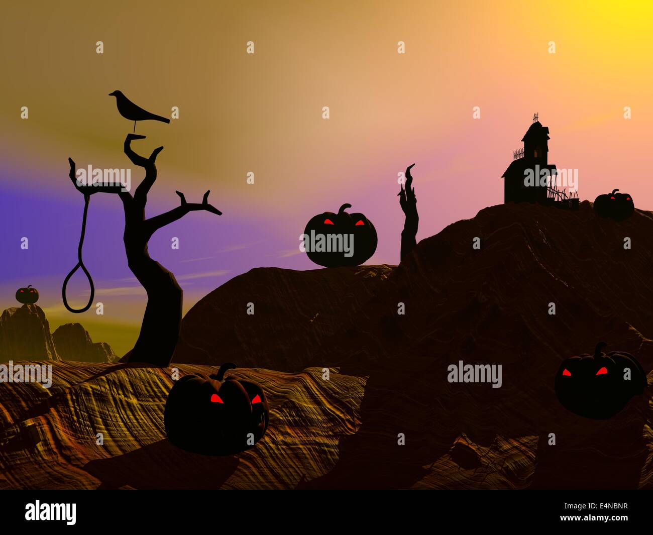 Halloween scene by sunset Stock Photo Alamy