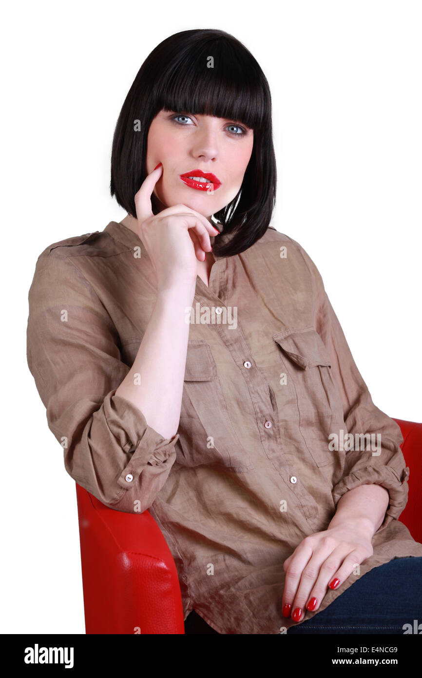 Woman sitting chair isolated hi-res stock photography and images - Alamy