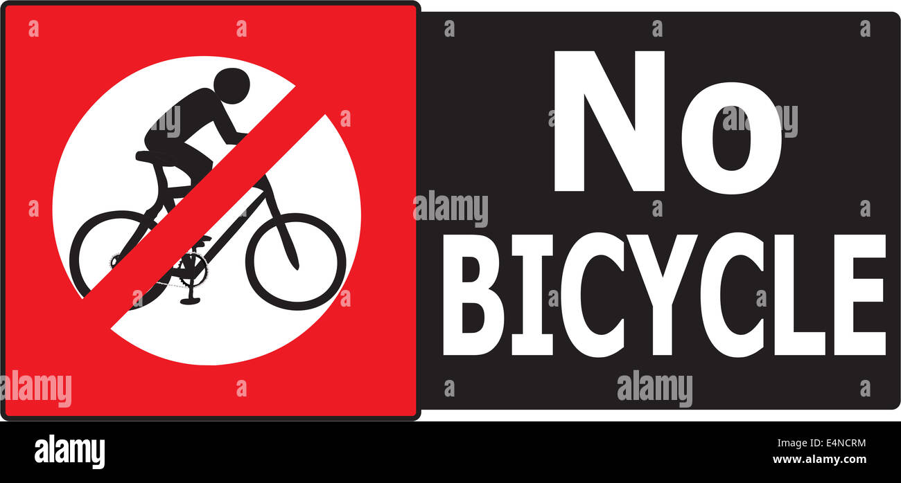 Vector of sign show that it not allow any bicycle pass in this area or road. Stock Photo