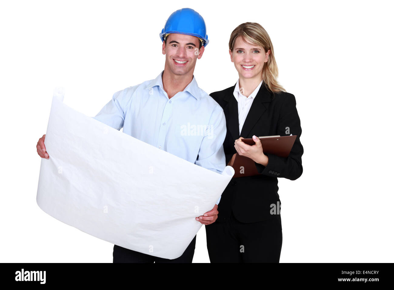 Two architects with extended flat Stock Photo