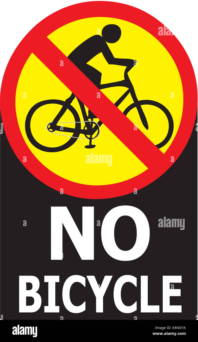 Vector of sign show that it not allow any bicycle pass in this area or road. Stock Photo