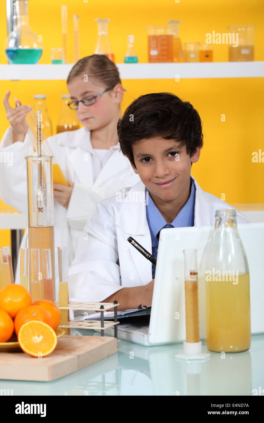 Children in the laboratory Stock Photo Alamy
