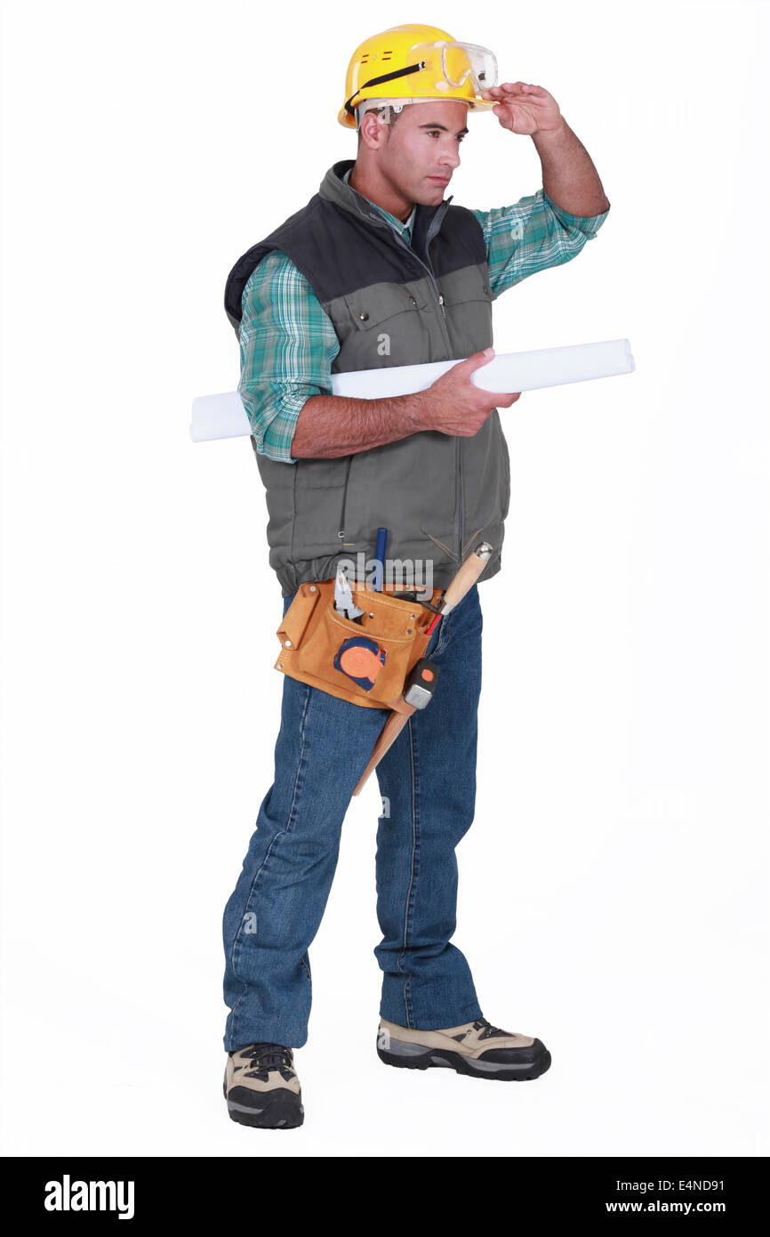 laborer on white background Stock Photo