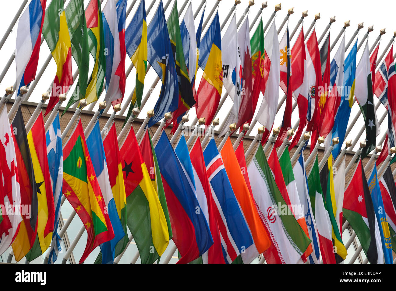 national flags flying Stock Photo