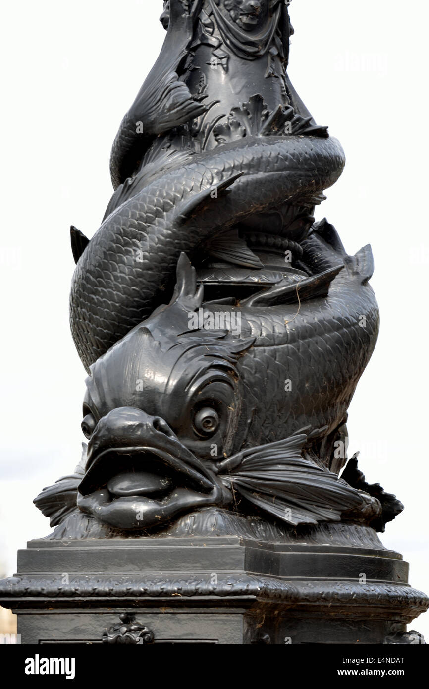fish detail on lampost Stock Photo