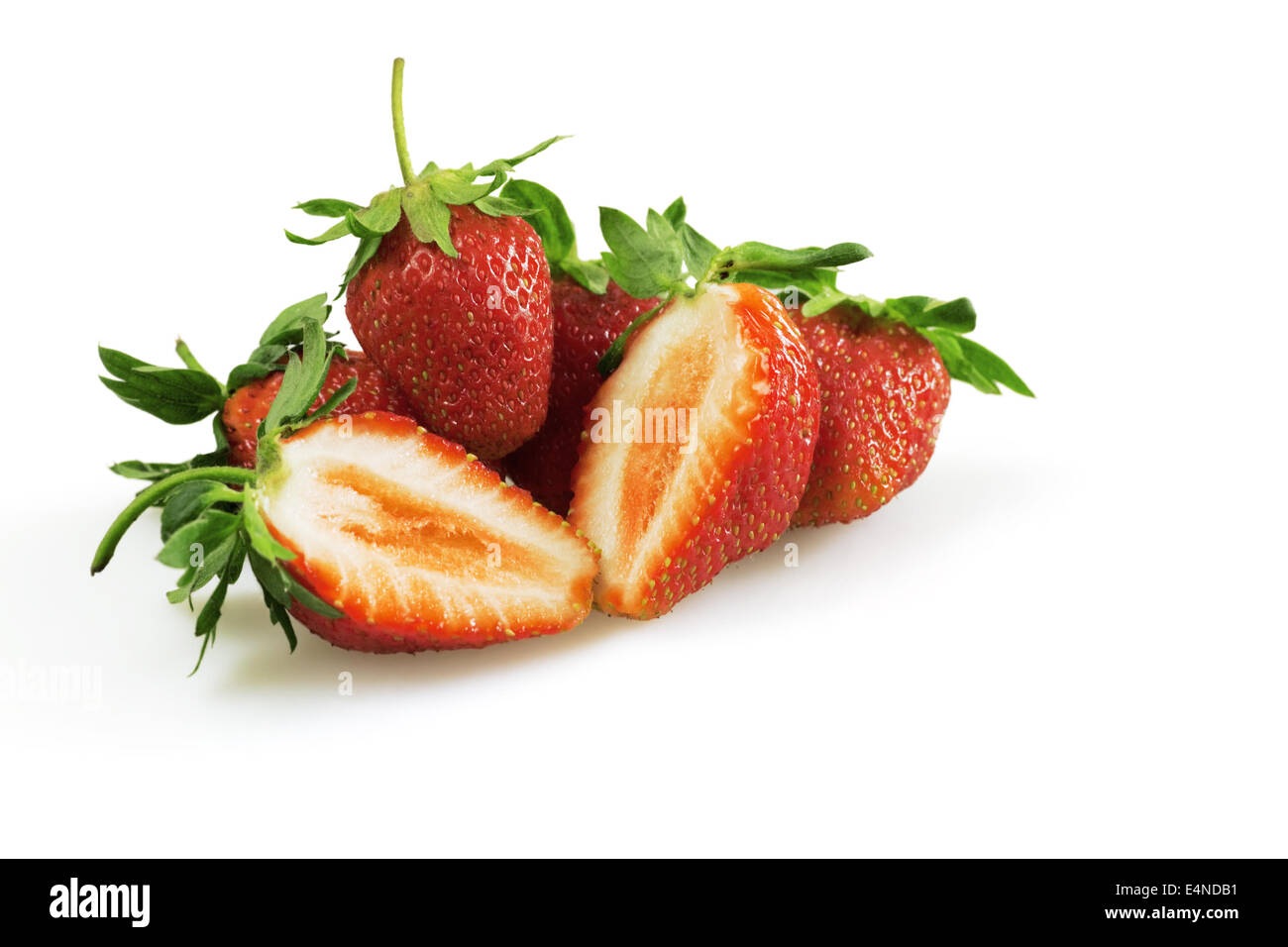 juicy ripe strawberries on white background Stock Photo - Alamy