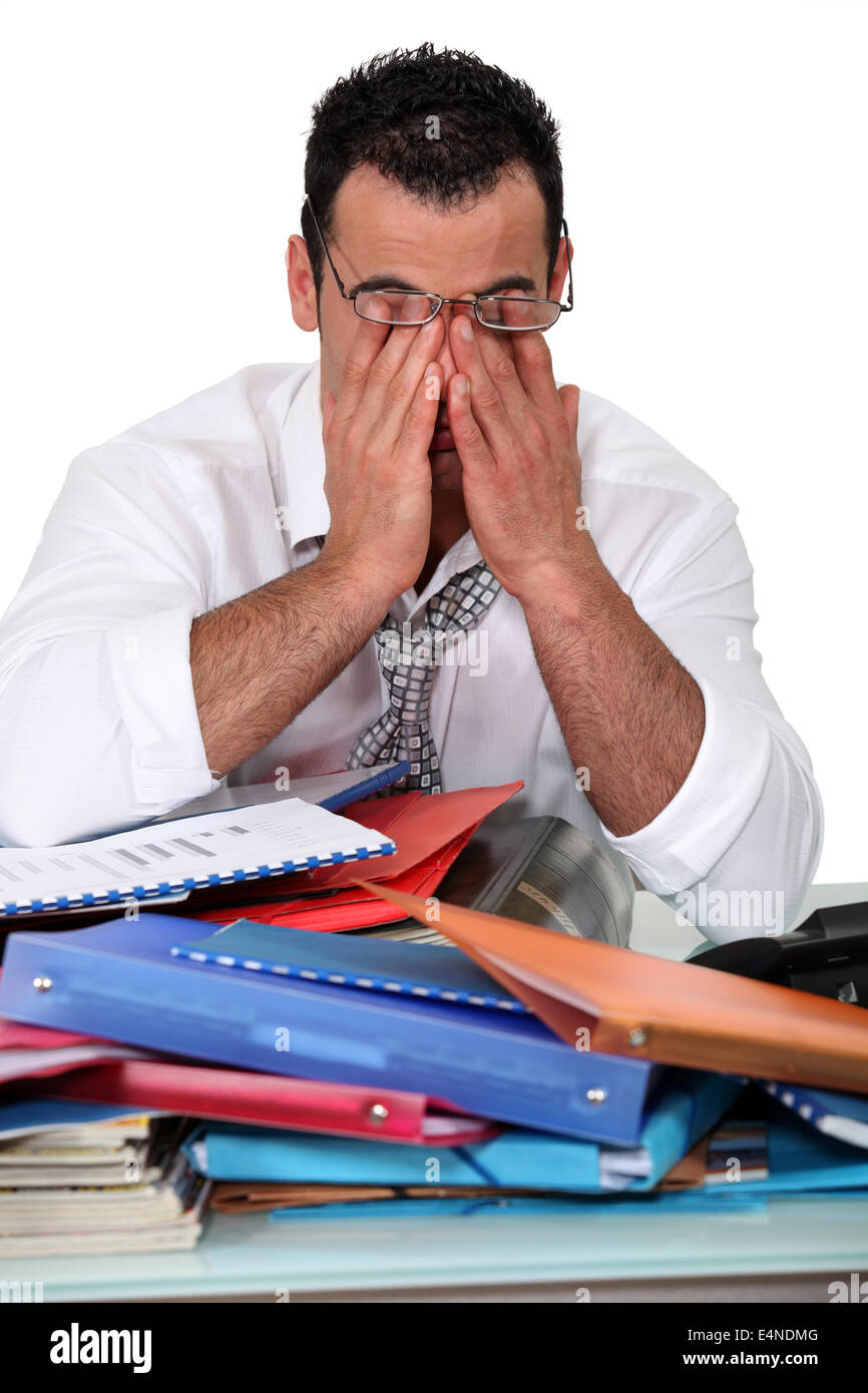 Office worker working overtime Stock Photo