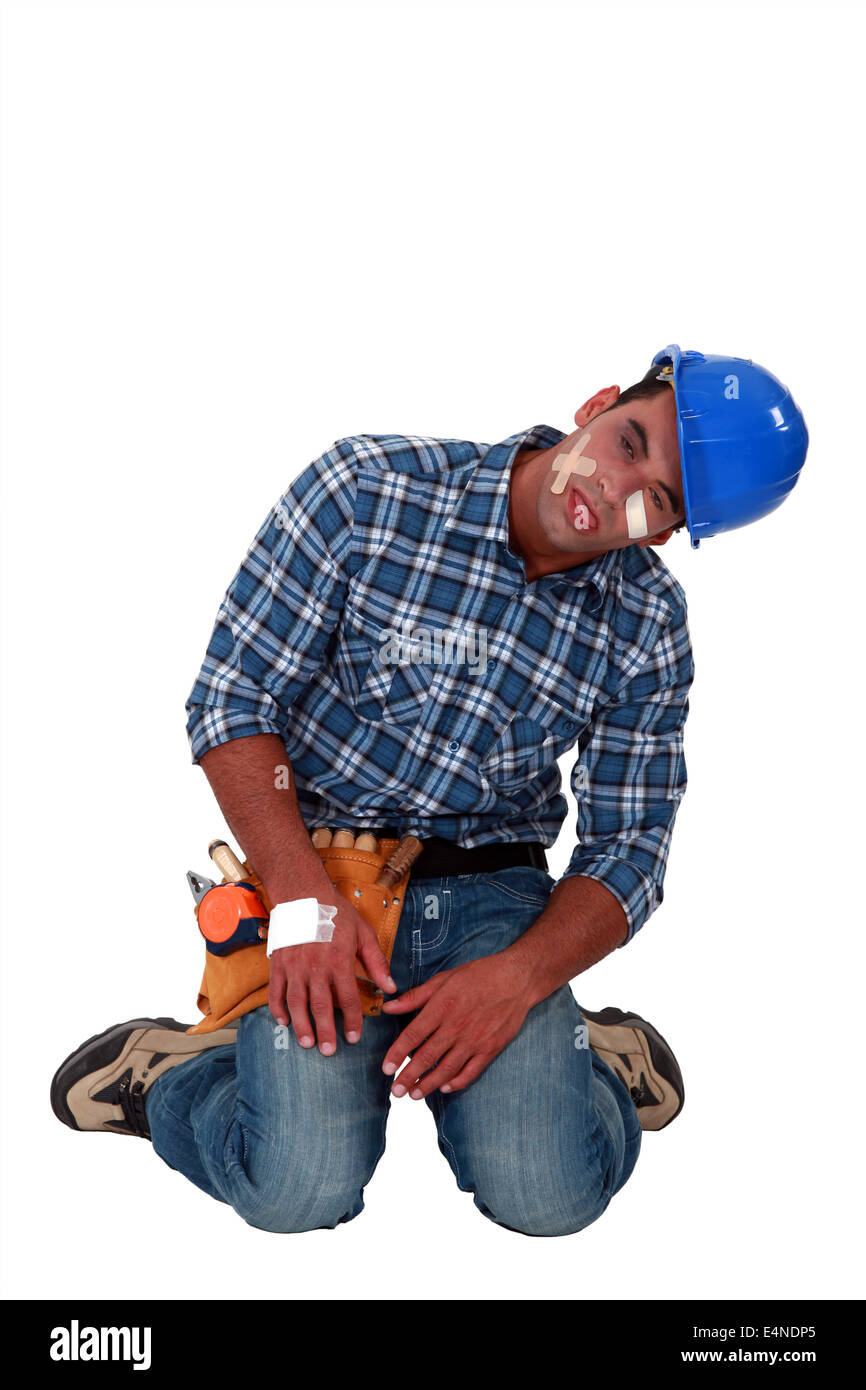 Builder drowsy following accident Stock Photo