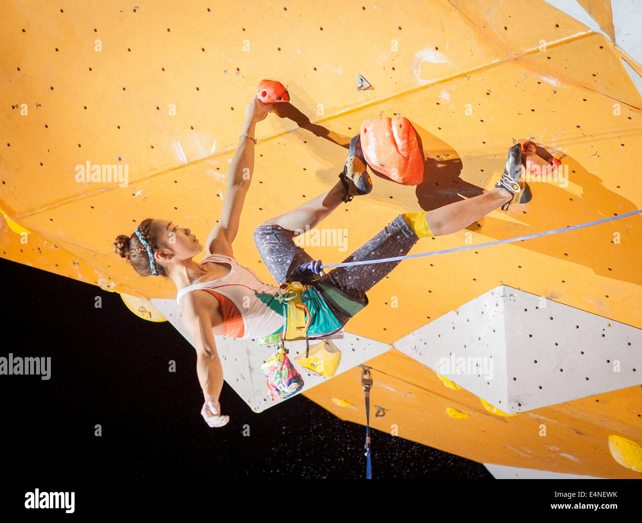 Winner Jain Kim of Korea is seen during the Chamonix Climbing World Cup