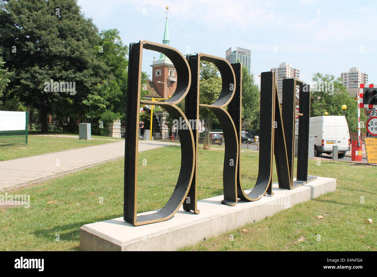 Brunel Sculpture , Rotherhithe, London SE16 Stock Photo