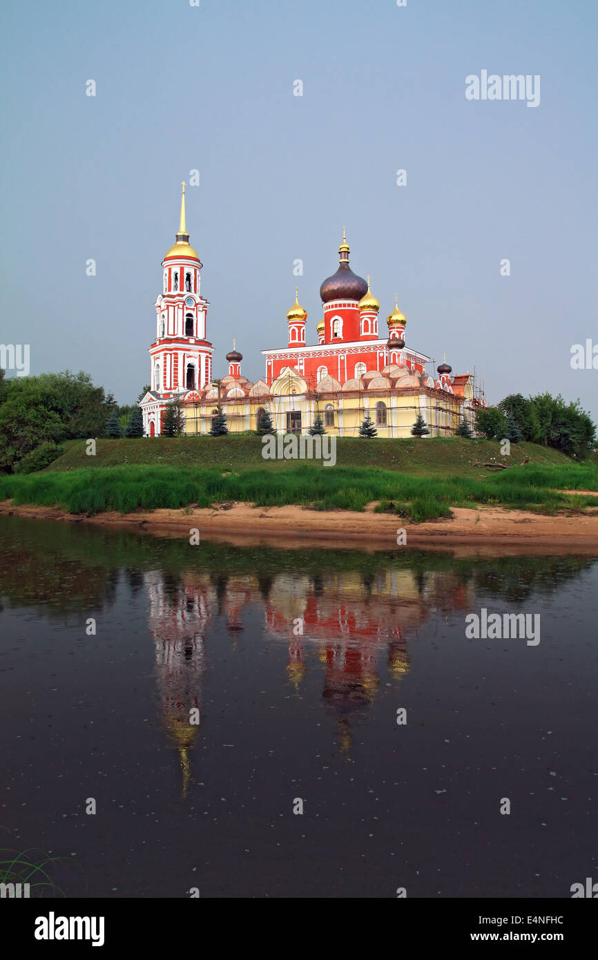 orthodox church on coast river Stock Photo - Alamy