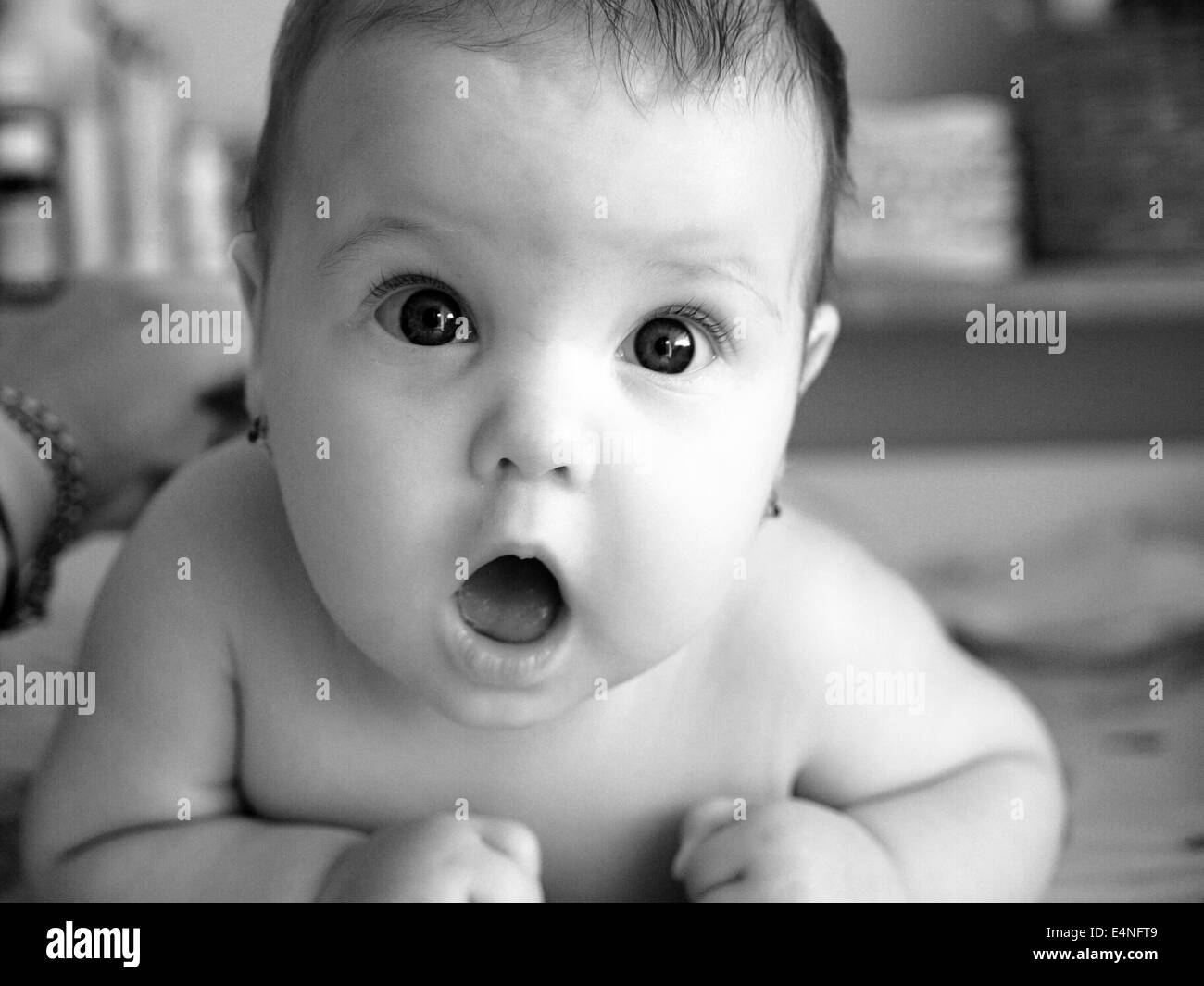 emotions wonder baby Stock Photo