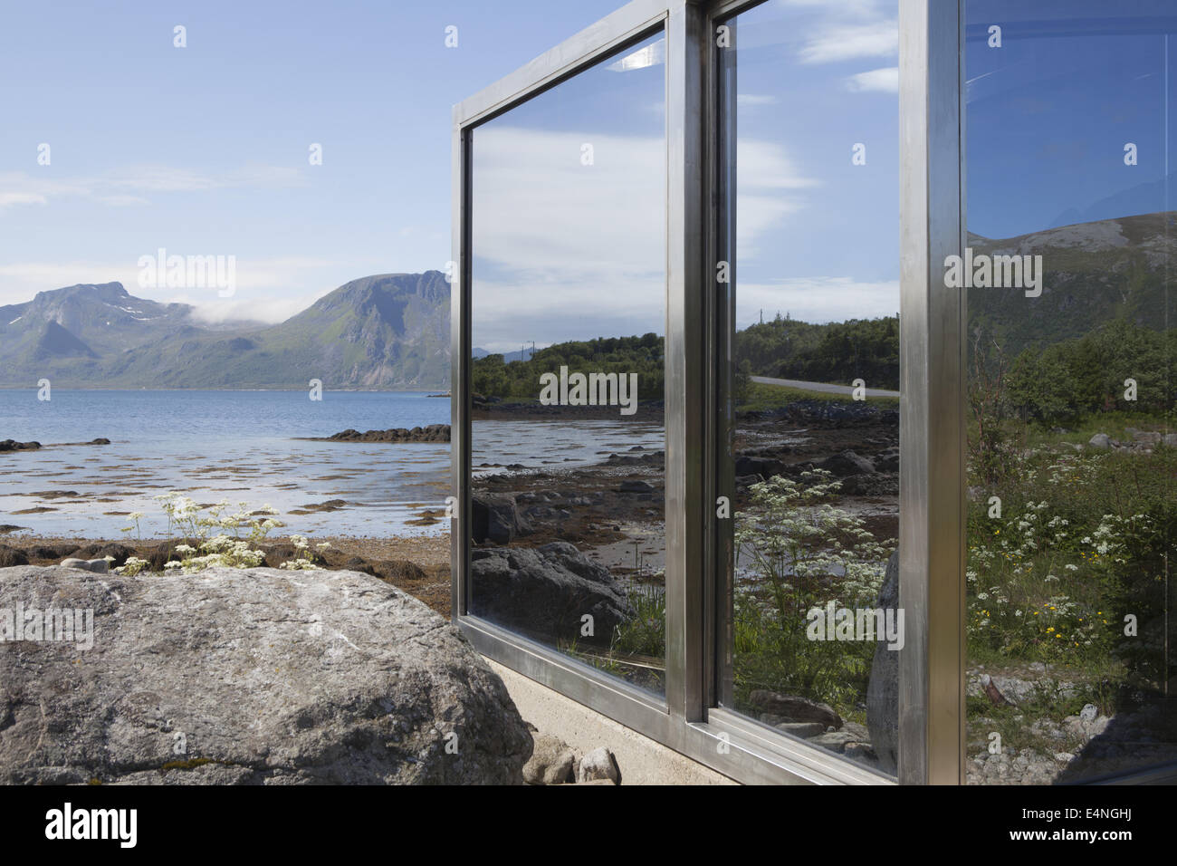 Mirror wall, Lofoten Islands Stock Photo