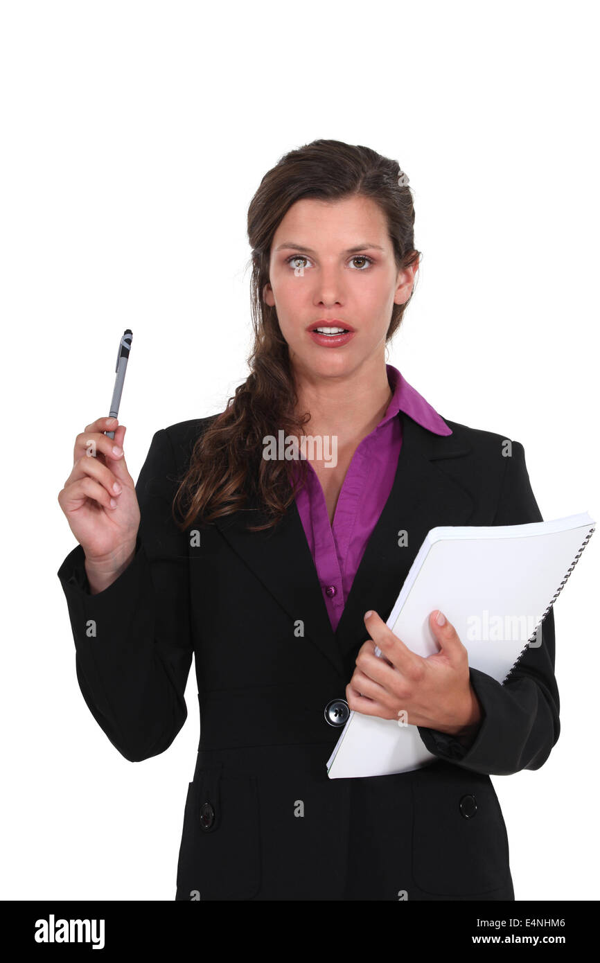 Woman with questionnaire Stock Photo