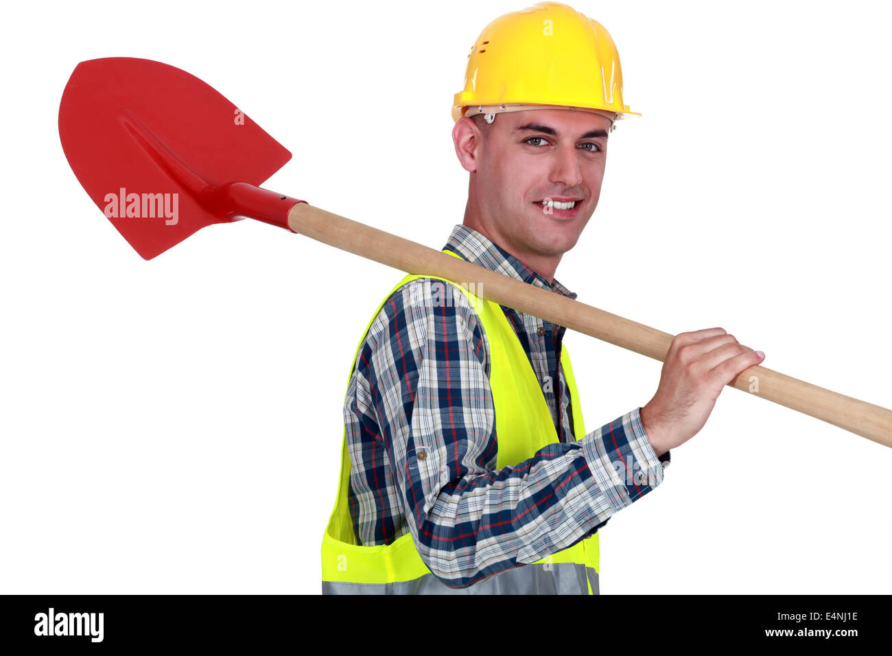 craftsman with shovel on his shoulder Stock Photo - Alamy